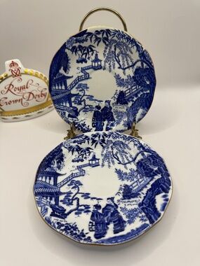 Royal Crown Derby Blue Mikado replacement tea saucers set of 2